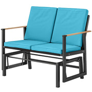 Outdoor Glider Bench for 2 Person, Patio Glider Loveseat with Thick Cushions for Garden Balcony Porch, Navy Blue