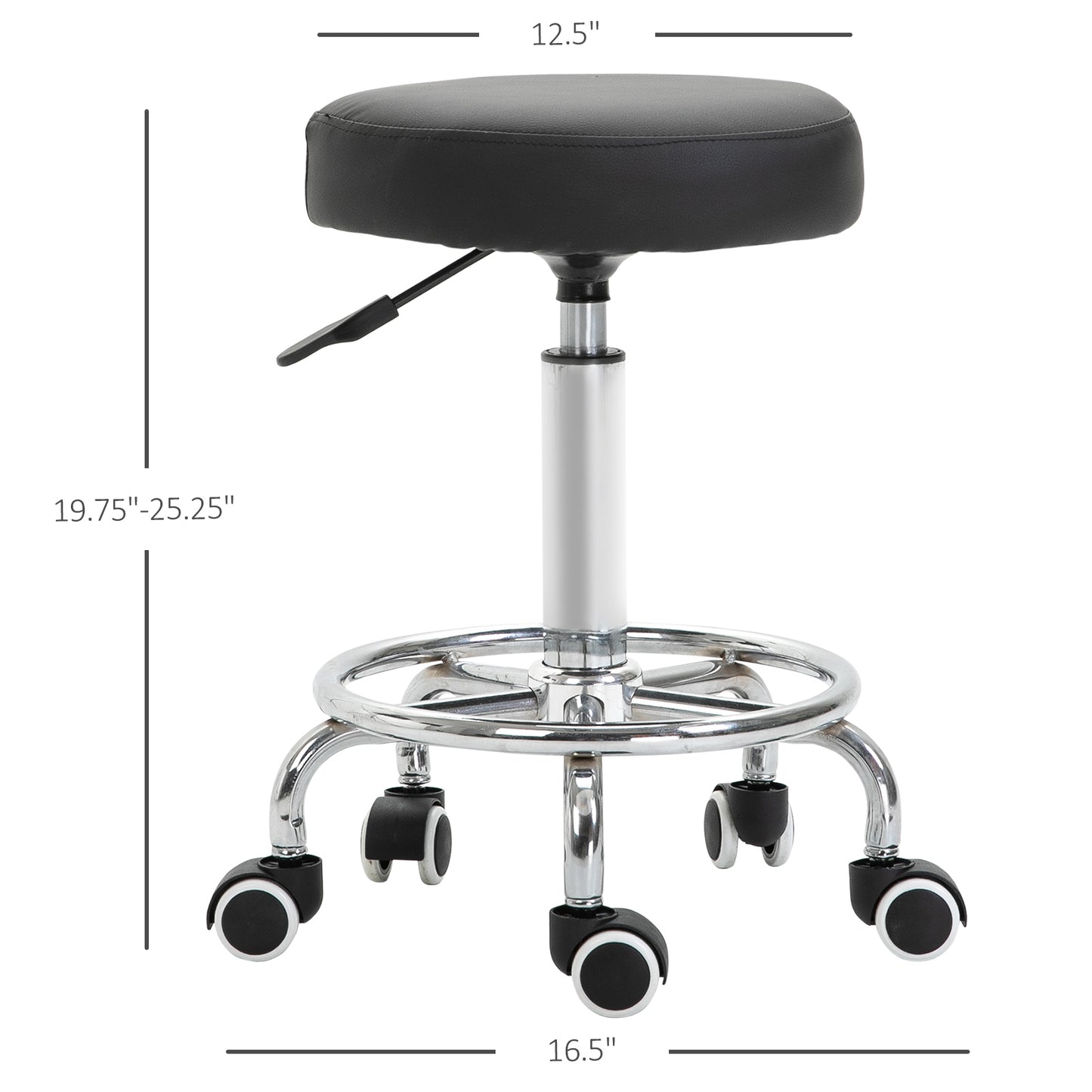 Adjustable Swivel Salon Stool Hydraulic PU Barber Rolling Massage Tattoo Chair Bar Beauty SPA Seat Black