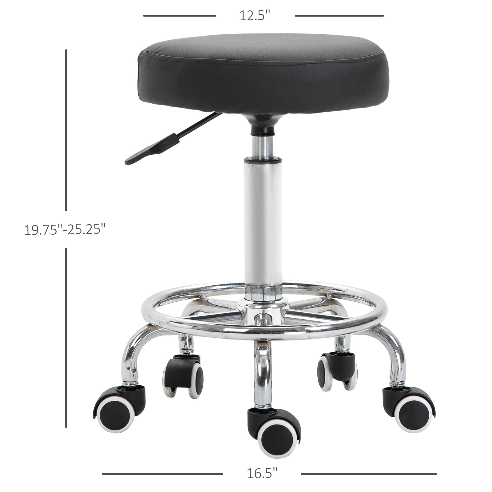 Adjustable Swivel Salon Stool Hydraulic PU Barber Rolling Massage Tattoo Chair Bar Beauty SPA Seat Black