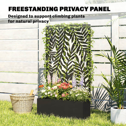 Metal Planter Box with Trellis, 44.5" Raised Garden Bed with Trellis Privacy Screen for Climbing Plants