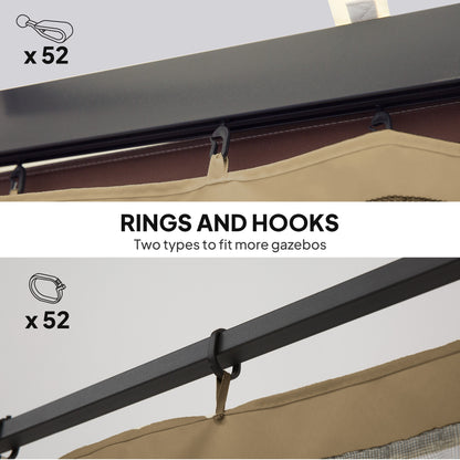 Replacement Mosquito Netting for Gazebo 10' x 12' Black Screen Walls for Canopy with Zippers, Khaki