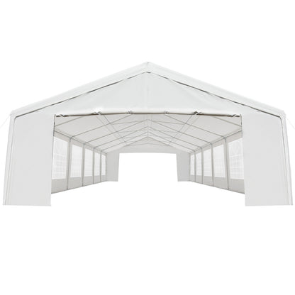 40’x20’ Heavy-duty Large Outdoor Carport Garage Party Event Tent Patio Gazebo Canopy w/ Removable Sidewall White