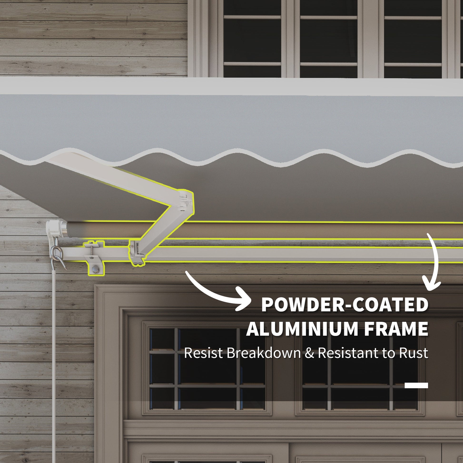 12' x 10' Retractable Awning Patio UV Resistant Fabric and Aluminum Frame for Deck, Balcony, Yard, Grey