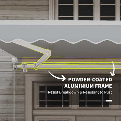 12' x 10' Retractable Awning Patio UV Resistant Fabric and Aluminum Frame for Deck, Balcony, Yard, Grey