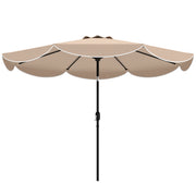 9' x 9' Round Market Umbrella with Valance, Patio Umbrella with Tilt and Crank, for Garden, Deck, Poolside, Khaki