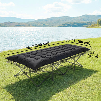 Sleeping Mat, Camping Mat Pad with Elastic Straps, Black