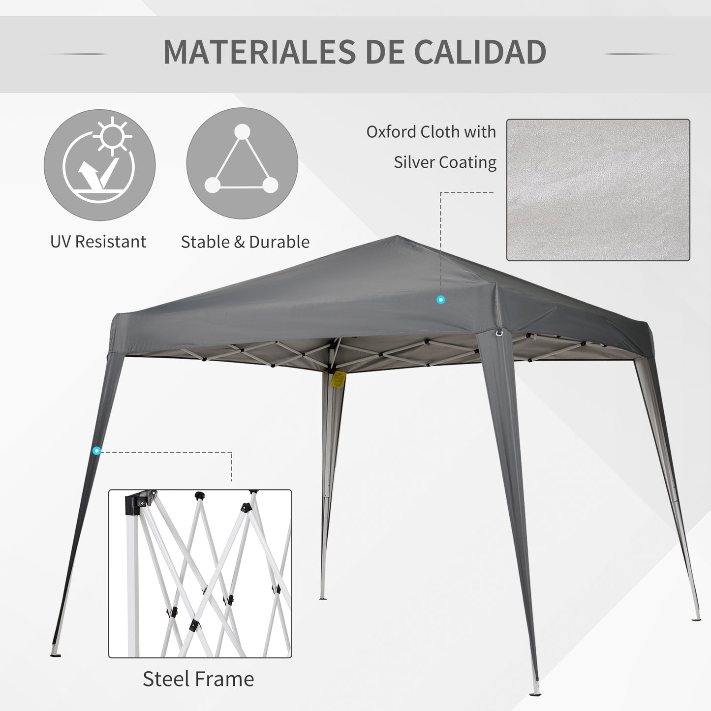 8' x 8' Pop Up Canopy, Outdoor Folding Tent, Portable Party Tent with Carrying Bag for Camping, Party, Picnic, Grey