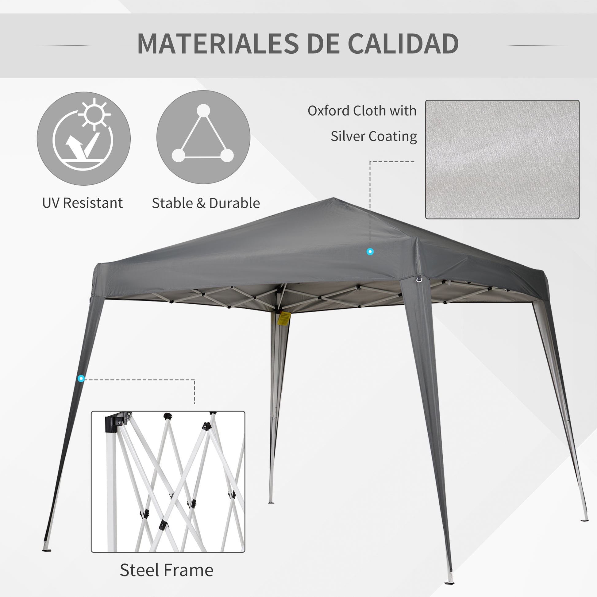 8' x 8' Pop Up Canopy, Outdoor Folding Tent, Portable Party Tent with Carrying Bag for Camping, Party, Picnic, Grey