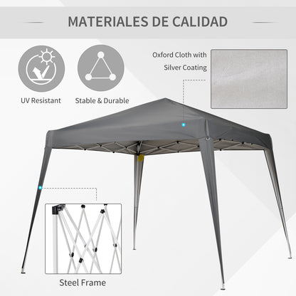 8' x 8' Pop Up Canopy, Outdoor Folding Tent, Portable Party Tent with Carrying Bag for Camping, Party, Picnic, Grey