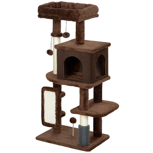 41 Inch Cat Tree with Scratching Posts, Cat Bed, Condo, Grooming Brush, Jumping Platforms, Toy Balls, Anti-tip Kit