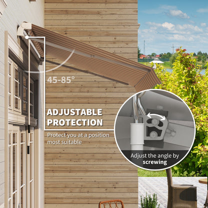 10' x 8' Manual Retractable Awning, Sun Shade Shelter Canopy, with Aluminum Frame and UV Protection for Patio Deck Yard Window Door, Red Stripe