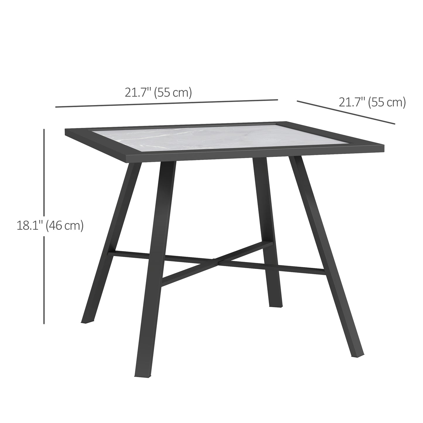 Small Outdoor Side Table, Patio Side Table with SPC Tabletop for Garden, Patio, Lawn, Grey