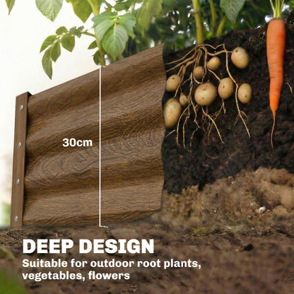 8 x 4 x 1ft Galvanized Raised Garden Bed, Reinforced Outdoor Planter Box with Open Bottom, Distressed Brown