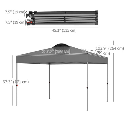 10' x 10' Pop Up Canopy Tent with Airy Top Vents and Wheeled Carry Bag for Outdoor, Garden, Patio, Dark Grey