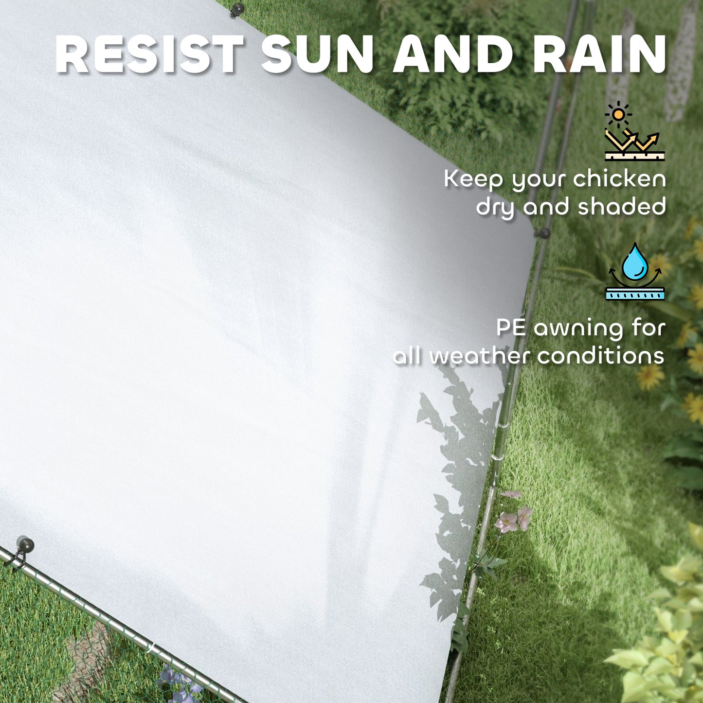 Metal Chicken Coop with Water- and UV-Protection Cover for Backyard Hen, Duck, Rabbit, 9.8' x 32.8' x 6.4'