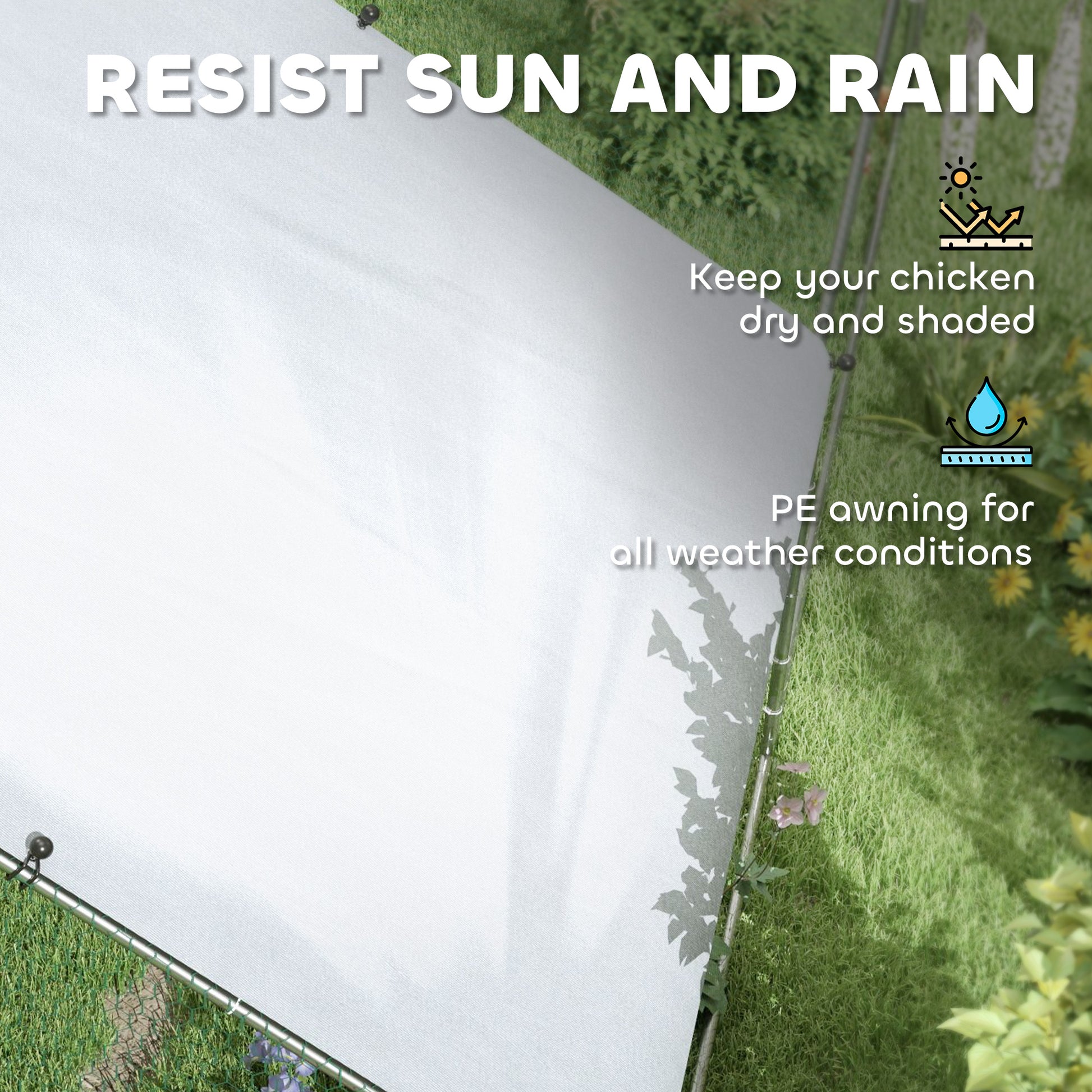 Metal Chicken Coop with Water- and UV-Protection Cover for Backyard Hen, Duck, Rabbit, 9.8' x 32.8' x 6.4'