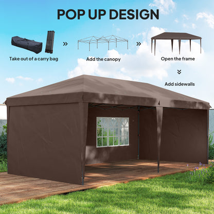 10' x 20' Outdoor Pop Up Canopy Tent Party Tent Instant Shelter W/ Carrying Bag, Coffee