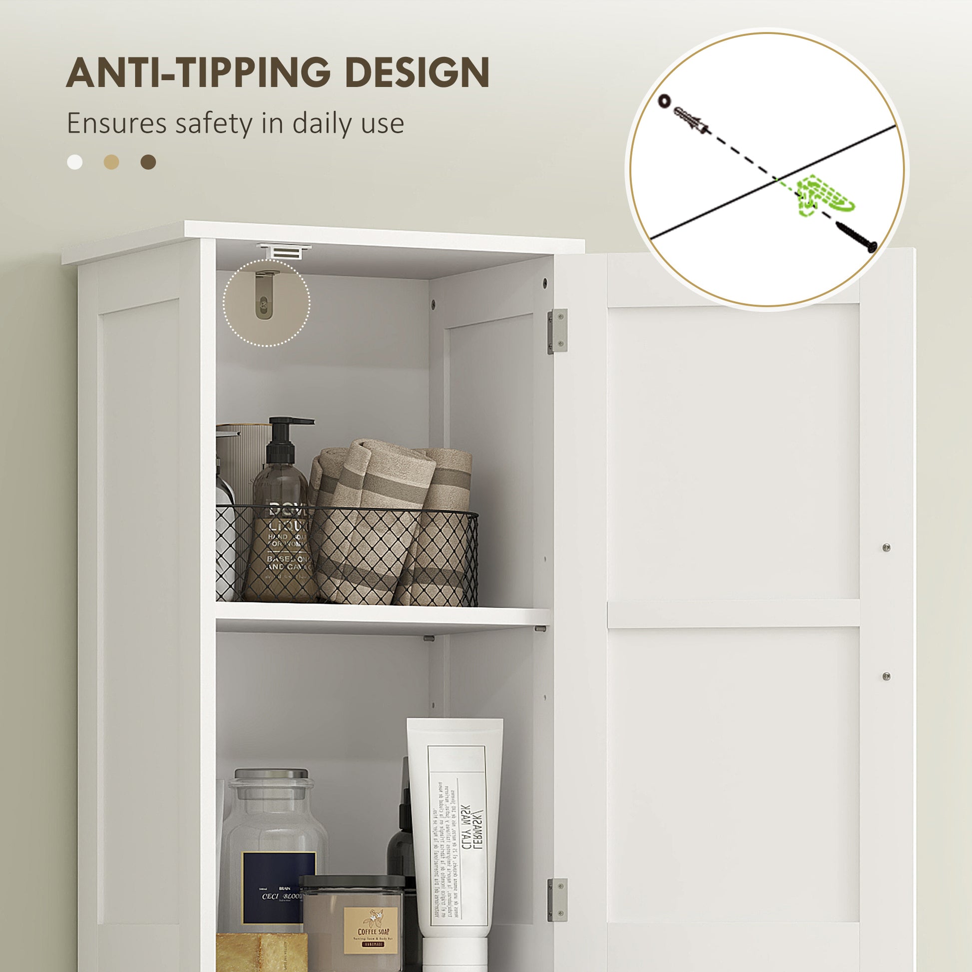 67" Tall Bathroom Cabinet, Narrow Bathroom Storage Cabinet with Drawer, Barn Doors and Adjustable Shelves, White