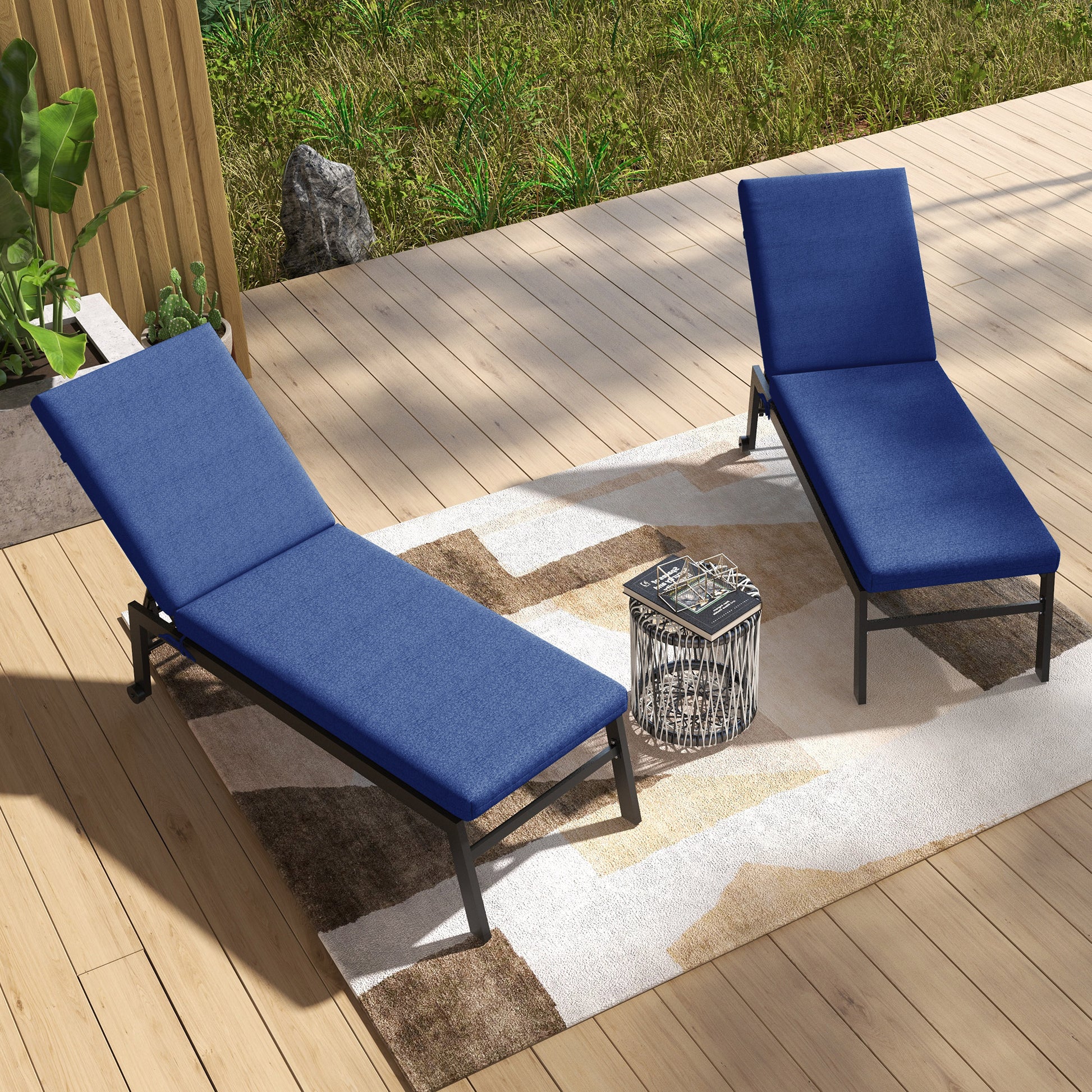 2-Piece Back and Seat Cushion Pillows Replacement, Patio Chair Cushions Set with Ties for Indoor Outdoor, Blue
