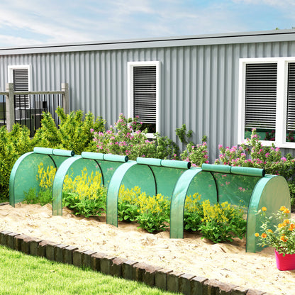 13' x 3.3' x 2.6' Mini Tunnel Greenhouse with PE Cover Garden Green Grow Shed with Steel Frame Zipped Doors, Green