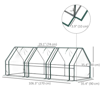 Portable Mini Greenhouse Tunnel Growing Tent Plants Flower Warm House w/ Zippered Roll-up Doors, Clear