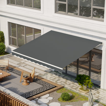 13' x 10' Electric Awning, Retractable Awning Sun Shade Shelter with Remote Controller, Manual Crank Handle and Aluminum Frame, for Deck, Balcony, Yard, Grey