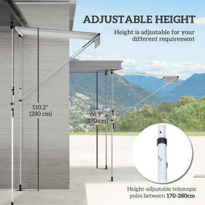6.6'x5' Manual Retractable Patio Awning Window Door Sun Shade Deck Canopy Shelter Water Resistant UV Protector White