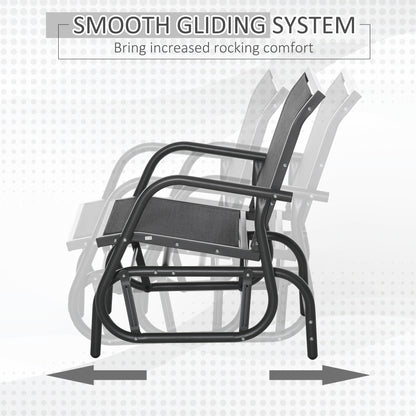 Patio Glider Outdoor Glider Chair with Breathable Mesh Seat & Backrest, Armrests and Metal Frame, Black
