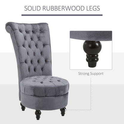 45" Tufted High Back Velvet Accent Chair Living Room Soft Padded Couch Lounge Ash Grey
