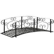 6FT Steel Garden Bridge with Safety Siderails, Decorative Arc Landscaping Bridge for Backyard Creek Stream Pond, Black