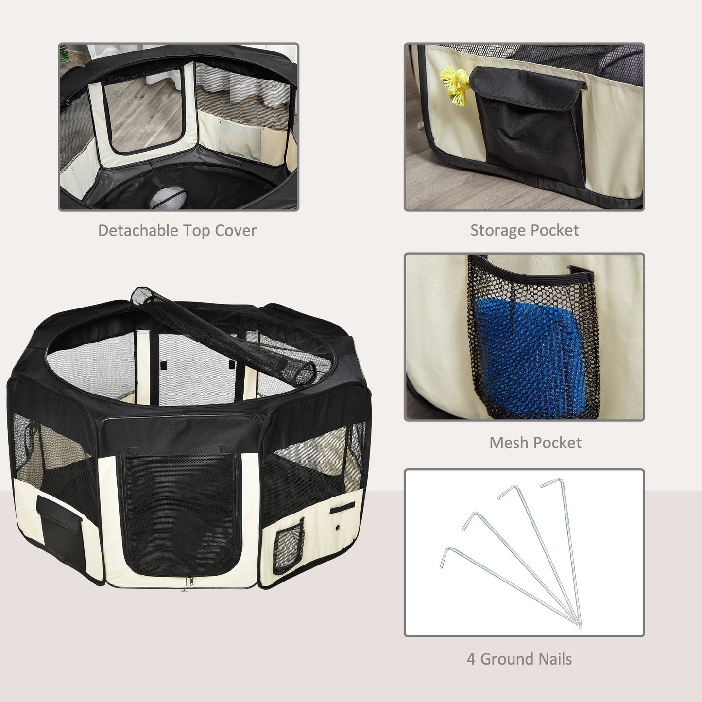 49.2-inch Soft Pet Playpen Folding Dog Pen Outdoor with Bag