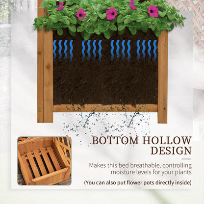 Raised Garden Bed Wood Planter with Trellis for Vine Climbing, 16" x 16" x 57", Brown