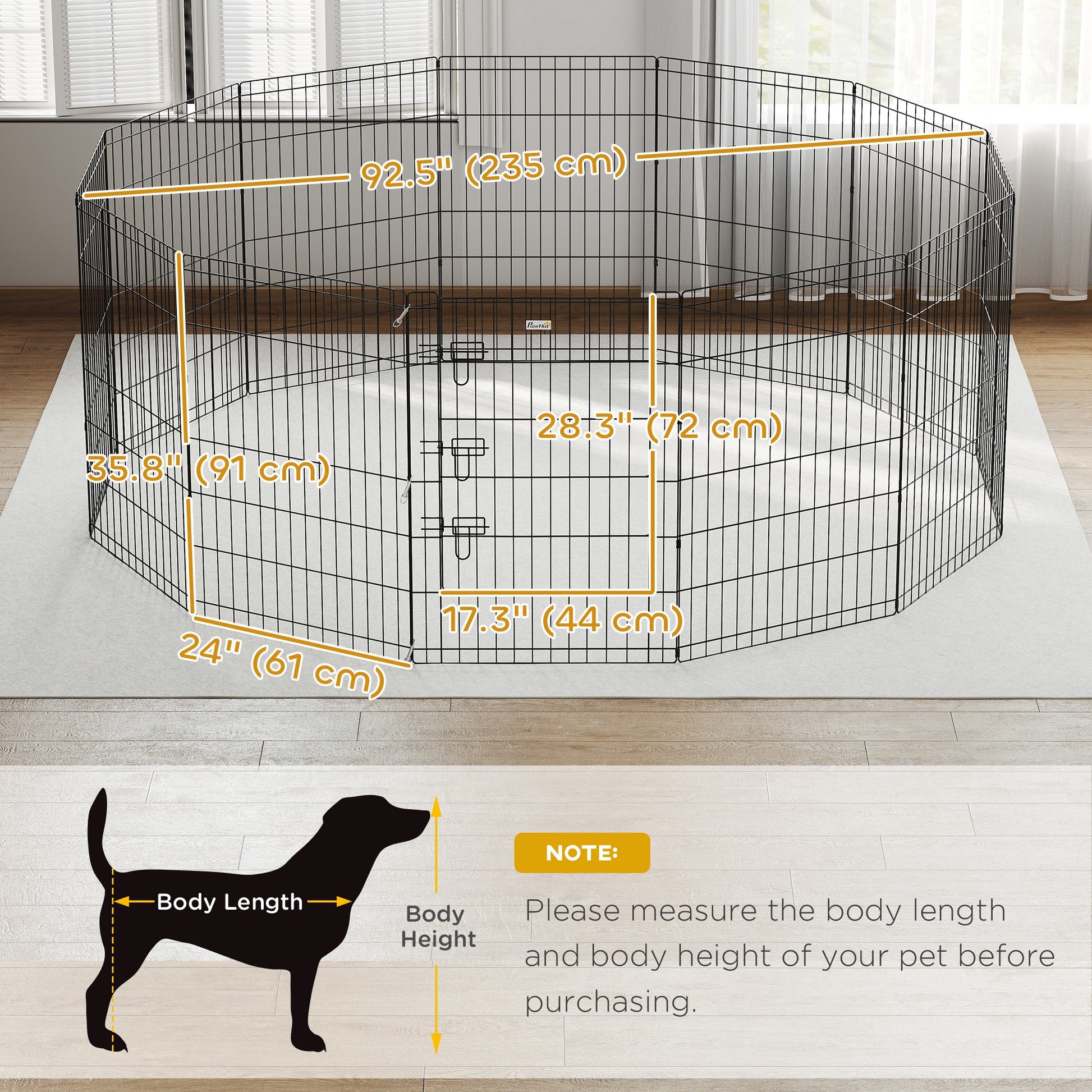 36inch Foldable Metal Exercise Pet Playpen Yard Dog Puppy Kennel Cage 12 Panels