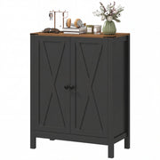 Shoe Cabinet with Barn Doors, Farmhouse Shoe Storage Cabinet with Adjustable Shelves, Holds up to 15 Pairs, Black
