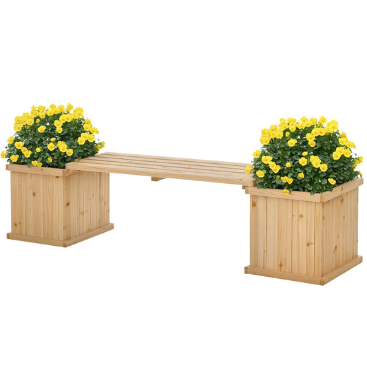 Garden Planter with Raised Garden Bed Bench for Patio Park, 69.25" x 15" x 15.75", Natural