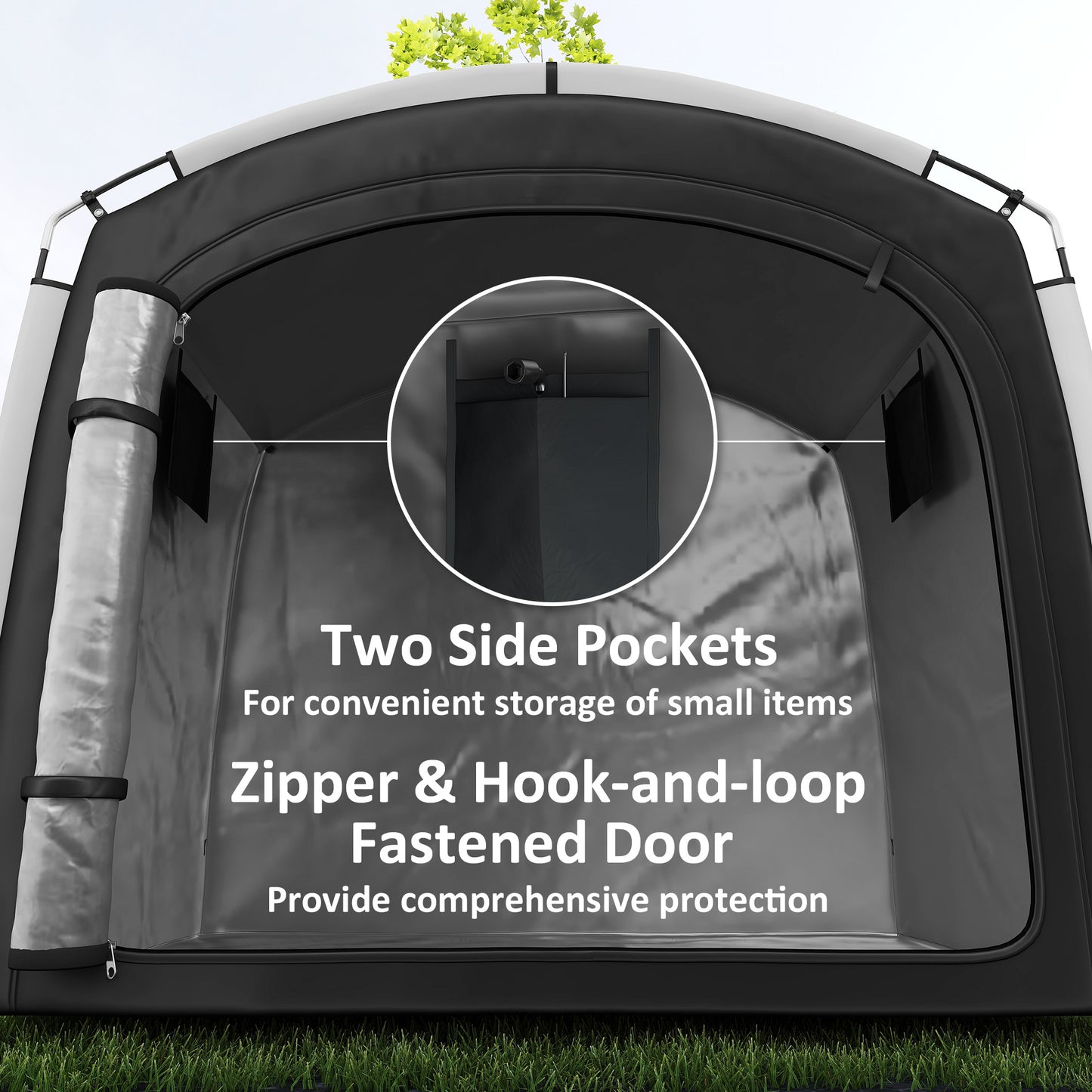 Bike Storage Shed Tent, Portable and Waterproof with 210D Oxford Fabric and Carry Bag for 3-4 Bicycles, Black