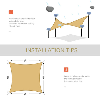 10ft x10ft Square Canopy Sun Shade Sail Garden Cover UV Protector Outdoor Patio Lawn Shelter with Carrying Bag Sand