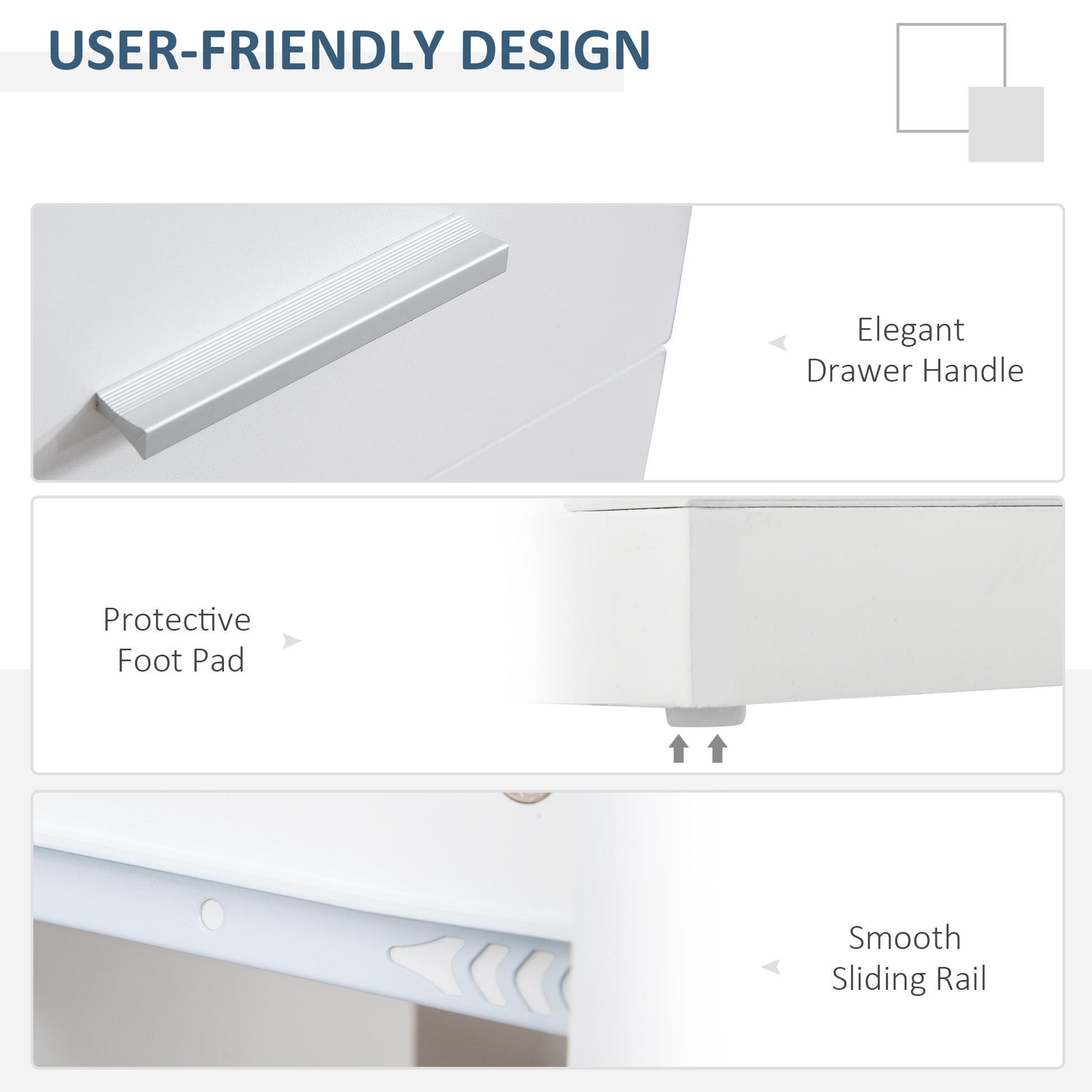 L-Shaped Rotating Computer Desk Home Office Study Workstation with Storage Shelves, Cabinet and Drawer for Home & Office, White