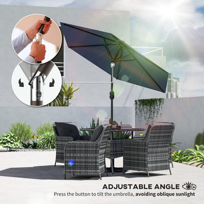Patio Sun Umbrella, Outdoor Parasol with 6 Ribs, Blue