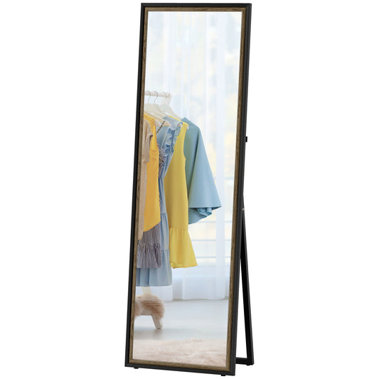 Full Length Mirror, 64" x 21" Rectangle Full Body Mirror with Dual-Tone Frame for Bedroom, Black