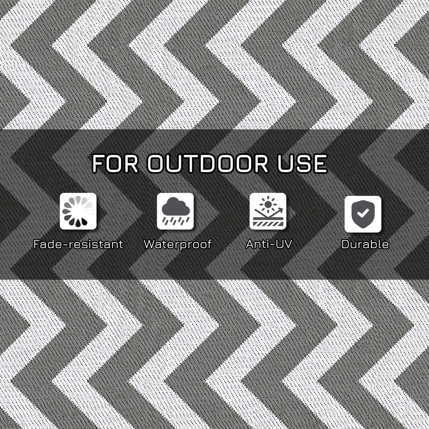 Reversible Outdoor RV Rug, Patio Floor Mat, 4' x 6' Plastic Straw Rug for Backyard, Deck, Beach, Camping, Grey & White