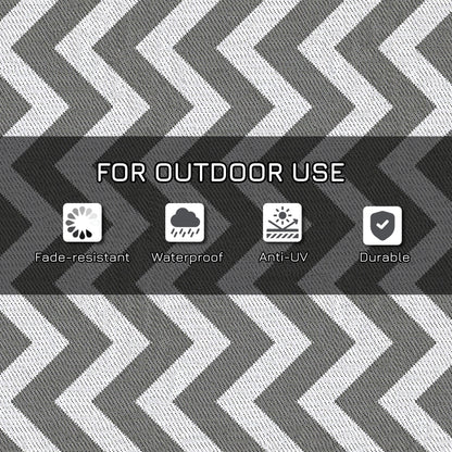 Reversible Outdoor RV Rug, Patio Floor Mat, 4' x 6' Plastic Straw Rug for Backyard, Deck, Beach, Camping, Grey & White