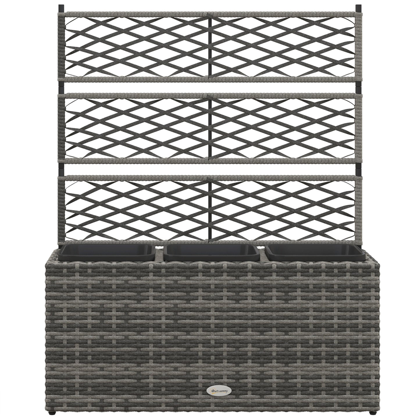 Wicker Raised Garden Bed with Trellis, 42" Tall Outdoor Planter Box, Mixed Grey
