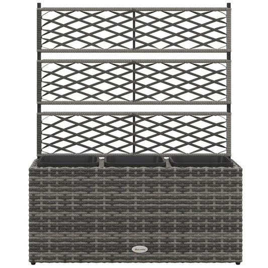 Wicker Raised Garden Bed with Trellis, 42" Tall Outdoor Planter Box, Mixed Grey