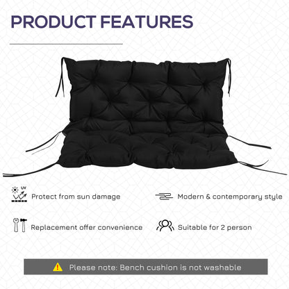 Porch Swing Cushion Garden Bench Cushion with Backrest, Non-Slip 2-seater Soft Pad, Swing Chair Mat Replacement for Indoor and Outdoor, 39.4" x 38.6", Black
