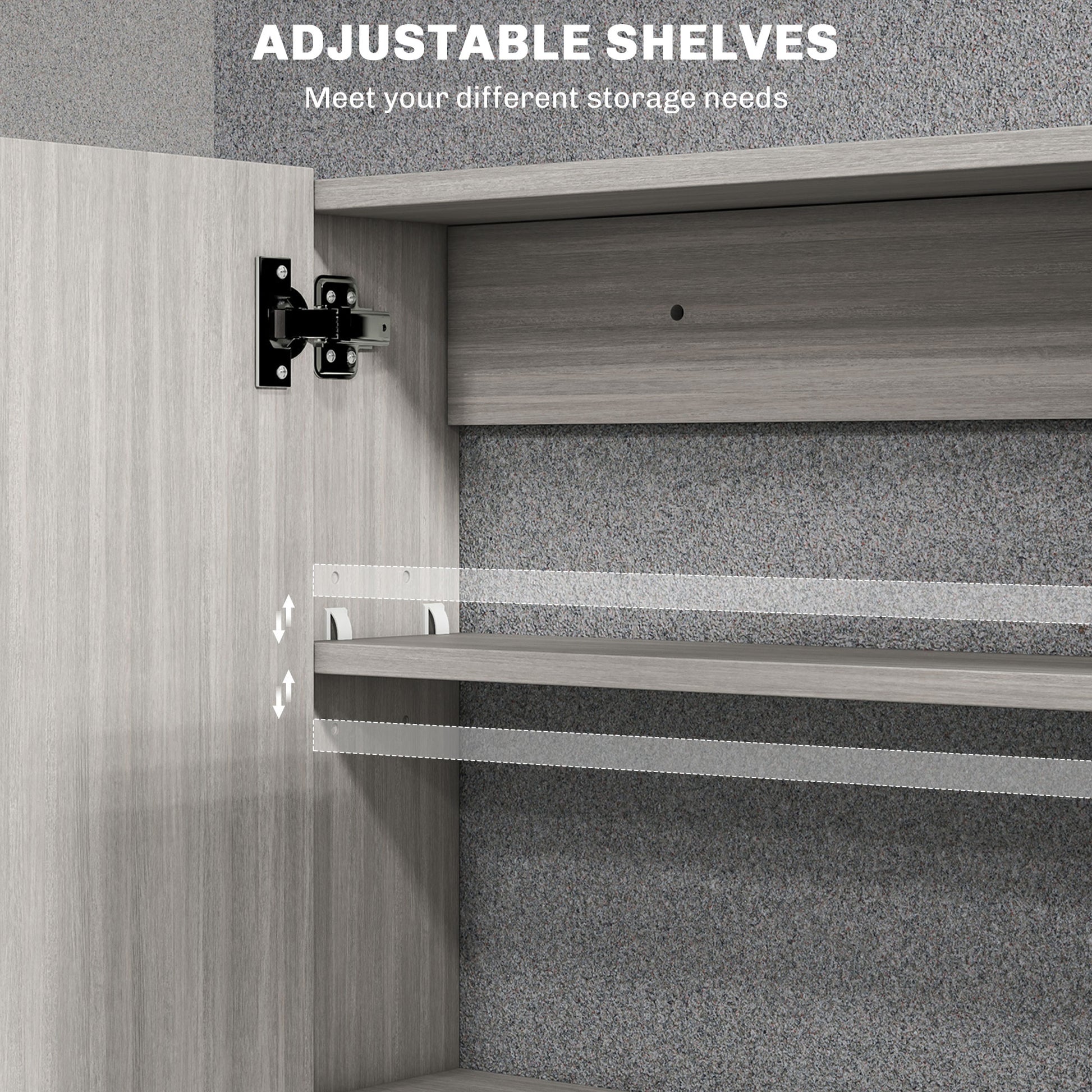 Bathroom Mirror Cabinet, Wall-Mounted Storage Organizer with Double Doors, Adjustable Shelf, Grey