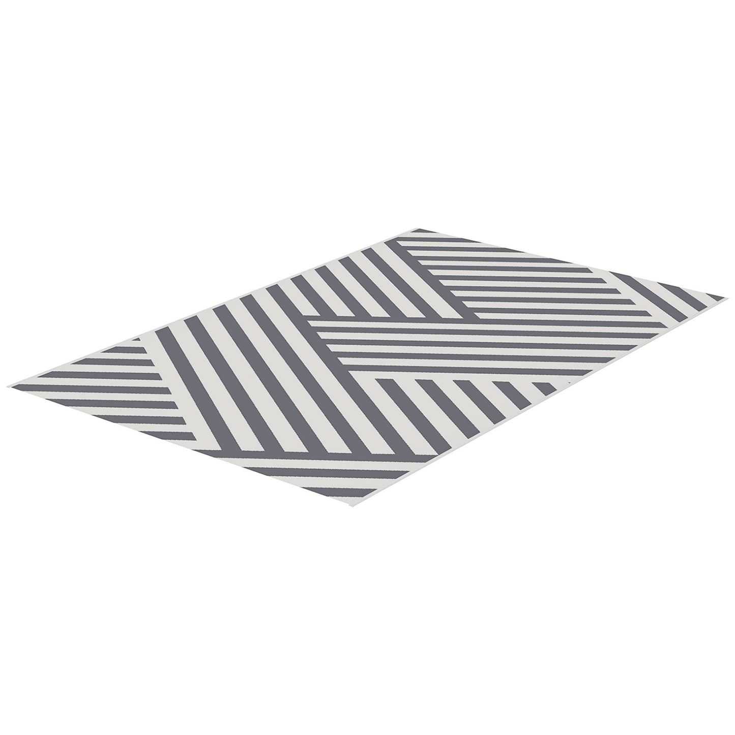 Reversible Outdoor RV Rug, Patio Floor Mat, 6' x 9' Plastic Rug for Backyard, Deck, Beach, Camping, Grey and Cream