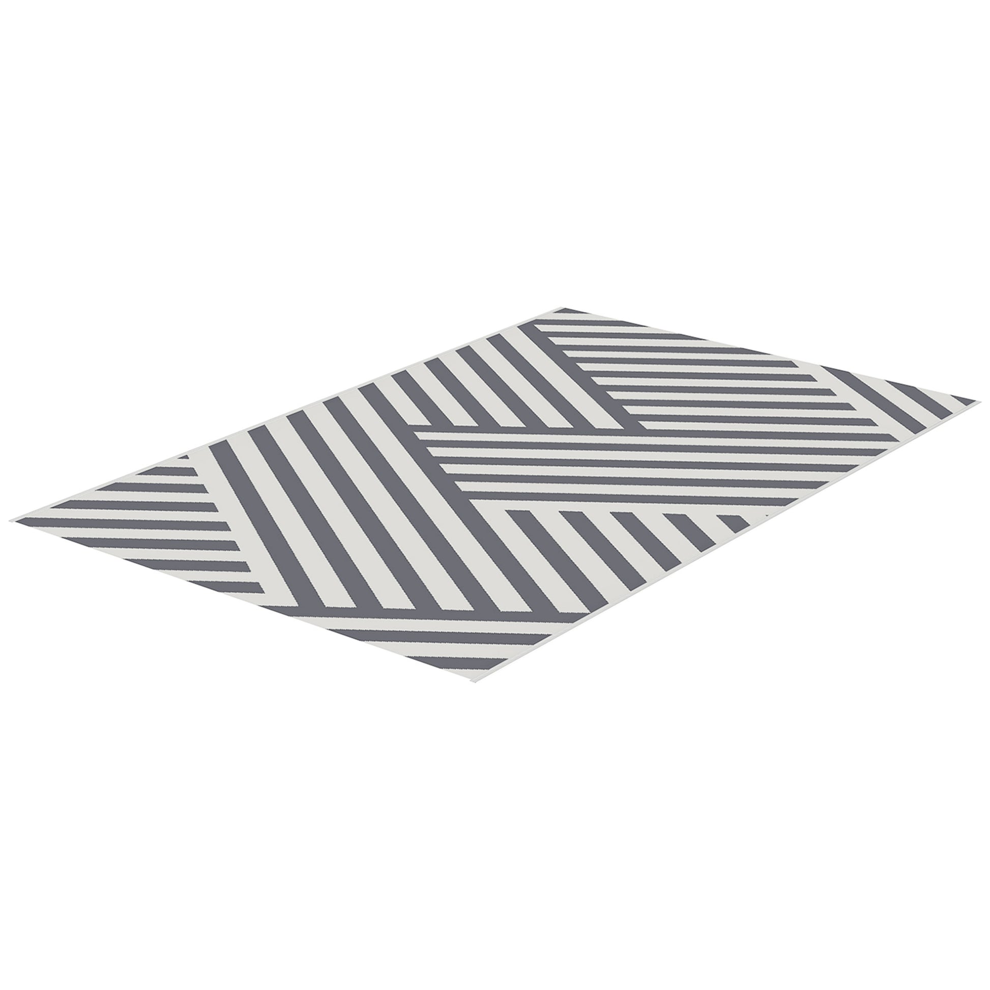 Reversible Outdoor RV Rug, Patio Floor Mat, 6' x 9' Plastic Rug for Backyard, Deck, Beach, Camping, Grey and Cream