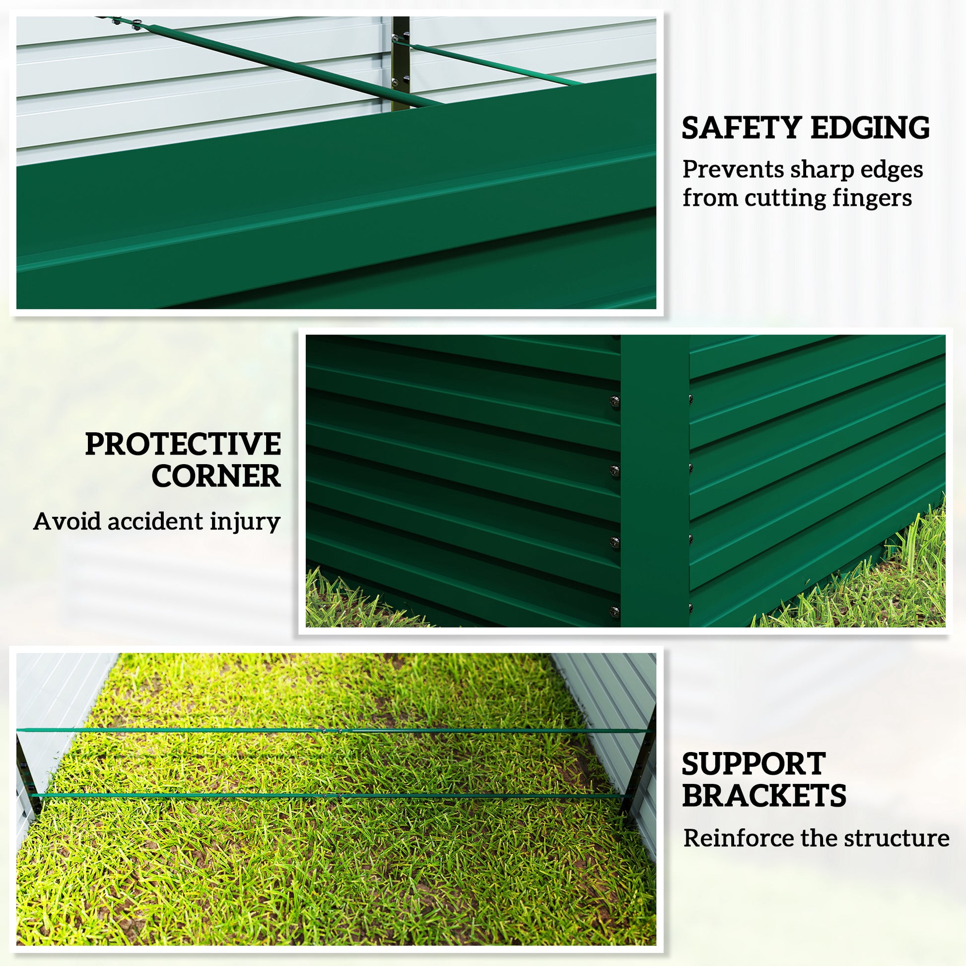 8' x 4' x 2' Raised Garden Bed, Galvanized Planter Box for Growing Flowers, Herbs and Vegetables, Green