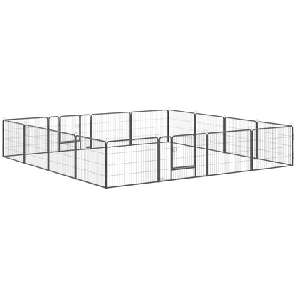 Heavy Duty Dog Playpen, 16 Panels Pet Playpen Dog Fence, Portable Puppy Exercise Pen, with 2 Doors Locking Latch, Outdoor or Indoor Use 23.5" Height